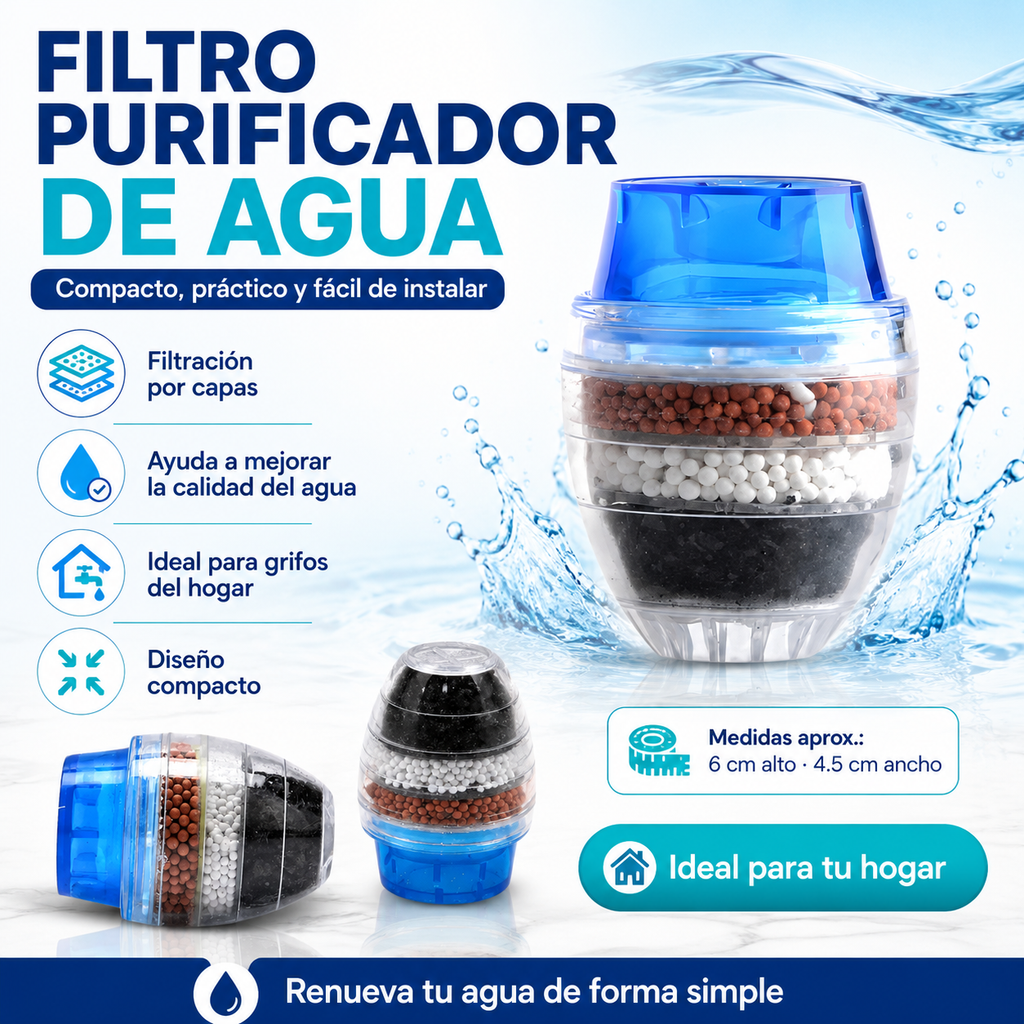 Filtro Purificador Agua Grifo Hogar Mult
